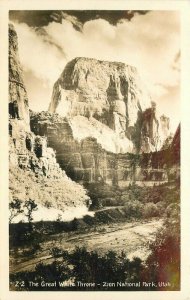 Great White Throne Zion National Park Utah Z-2 1940s RPPC Photo Postcard 6918