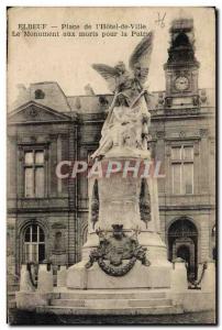 Old Postcard Elbeuf Place De I & # 39Hotel Town The memorial for the homeland