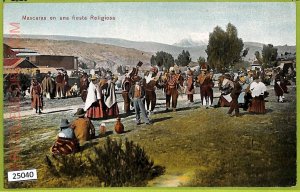 25040 - PERU  -  Vintage Postcard - Mascaras en una fiesta Religiosa