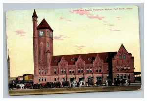 Vintage 1909 Postcard Texas & Pacific Passenger Train Station Fort Worth Texas