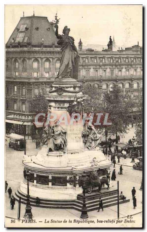 Old Postcard Paris Statue Of The Republic Bas Reliefs For Daloux Lion