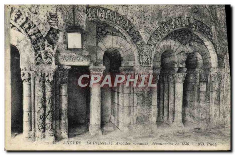Old Postcard Angers Prefecture Romanesque arches discoveries in 1836