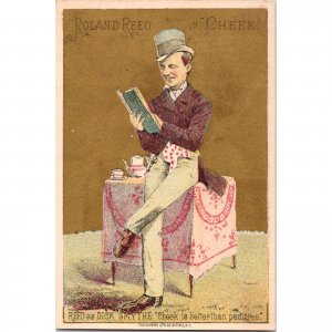 Actor ROLAND REED in CHEEK Theatrical Play 1880s Victorian Trade Card