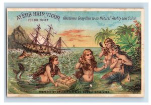 1880s Ayer's Hair Vigor Shipwreck Mermaids Long Hair F164