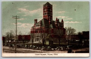 Bryan Ohio~Williams County Courthouse Sq~Automobiles~Romanesque~c1910 Postcard