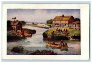c1910 Scene View Canoeing Lake At Chicago Illinois IL Unposted Antique Postcard 