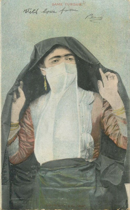 Ethnic type Postcard Turkish woman folk costume