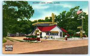 OTTAWA, IL Illinois ~ HILLCREST CABINS c1940s Roadside Linen Postcard