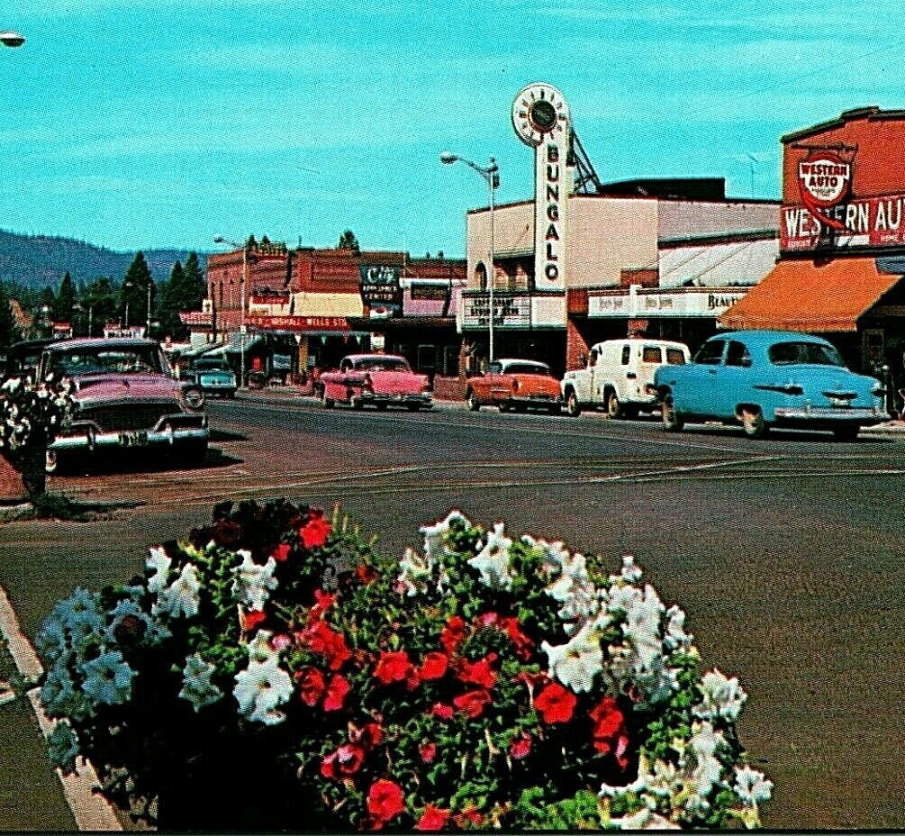 St Maries Idaho ID idaho Main Street View Cars 1950s Vtg Chrome