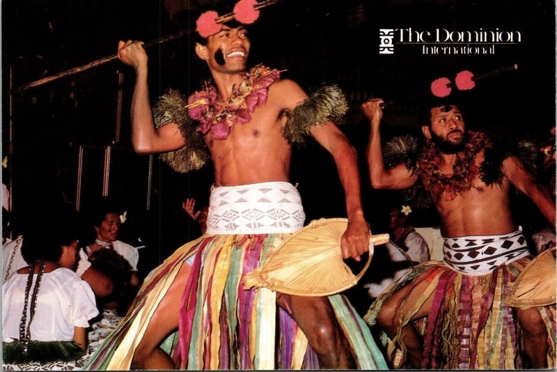 Men Dancing with Spears The Dominion International Hotel Postcard