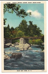 near Bat Cave, NC - Rustic Bridge Across Rocky Broad River