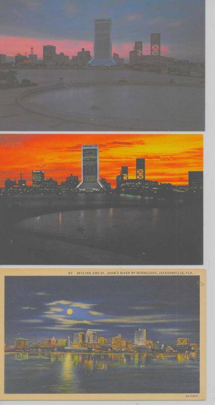 5 Jacksonville Florida aerial views at night some linen vintage pc Z21352