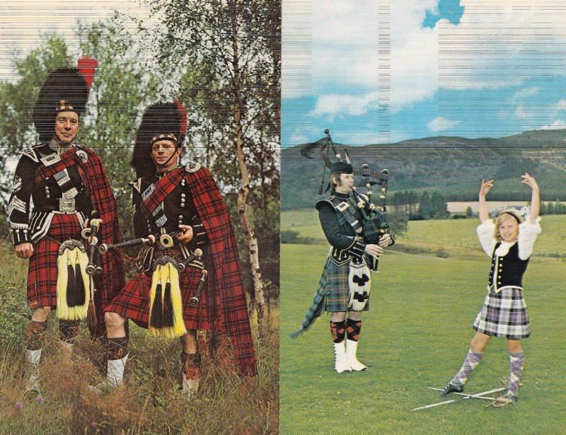 Children Pipers 2x 1970s Scottish Postcard s