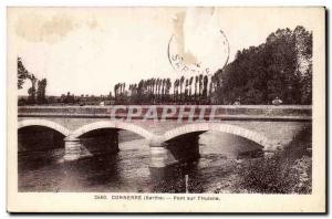 Old Postcard Connerre bridge on Huisne