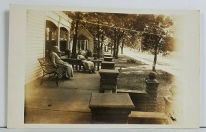 Rppc Lovely Old Women Sitting on Veranda c1920 Real Photo Postcard O20