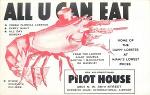 Postcard 1950s Florida Miami Pilot House Lobster restaurant FL24-2753