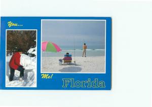 Vintage Postcard Snow Fishing Beach Coast Snow Birds Florida # 3255