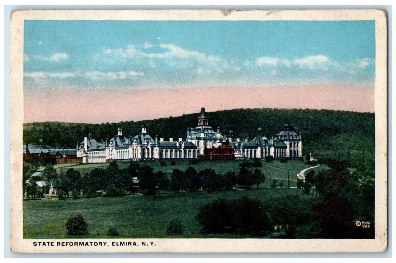 1918 Aerial View State Reformatory Building  Exterior Elmira New York Postcard 