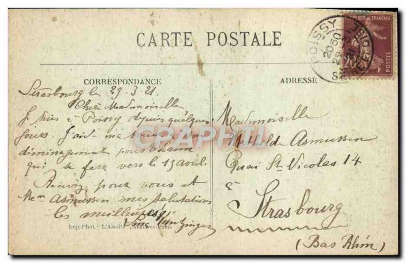 Old Postcard Poissy The Migneaux Arm and L & # 39Avenue