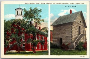 Brown Country Court House And Old Log Jail At Nashville Indiana Grounds Postcard