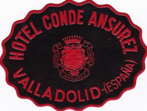 Spain Valladolid Hotel Conde Ansurez Vintage Luggage Label sk2761