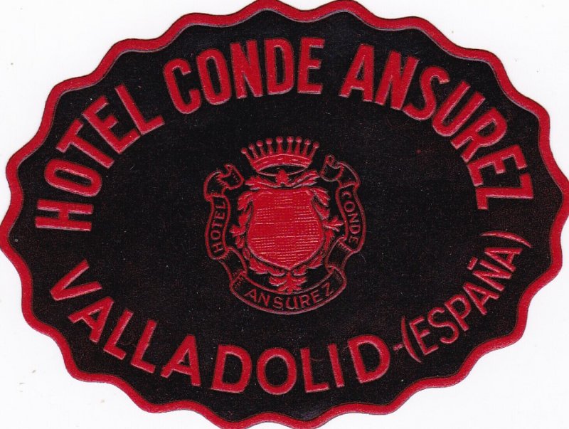 Spain Valladolid Hotel Conde Ansurez Vintage Luggage Label sk2761