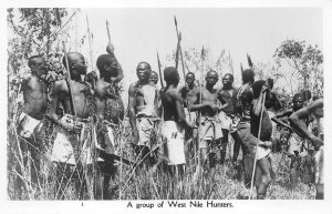 RPPC A GROUP OF WEST NILE HUNTERS AFRICA BLACK AMERICANA REAL PHOTO POSTCARD