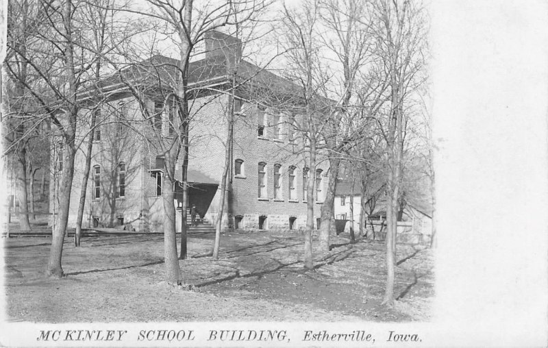 RPPC McKinley School Building, Estherville, Iowa Emmet Co. 1907 Vintage Postcard