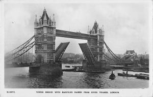 uk29182 tower bridge with bascules raised from river thames london real photo uk
