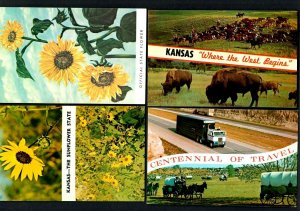 B59 4pcs Ks.Centennial Covered Wagons Trailers, Round up time Buffalo Sunflower