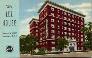 Linen Postcard The Lee House Hotel 15th and L Street in Washington D.C.