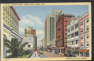 America Postcard - Flagler Street, Looking West, Miami, Florida   T2495