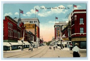 c1910's East Fourth Street View Buildings Waterloo Iowa IA Antique Postcard