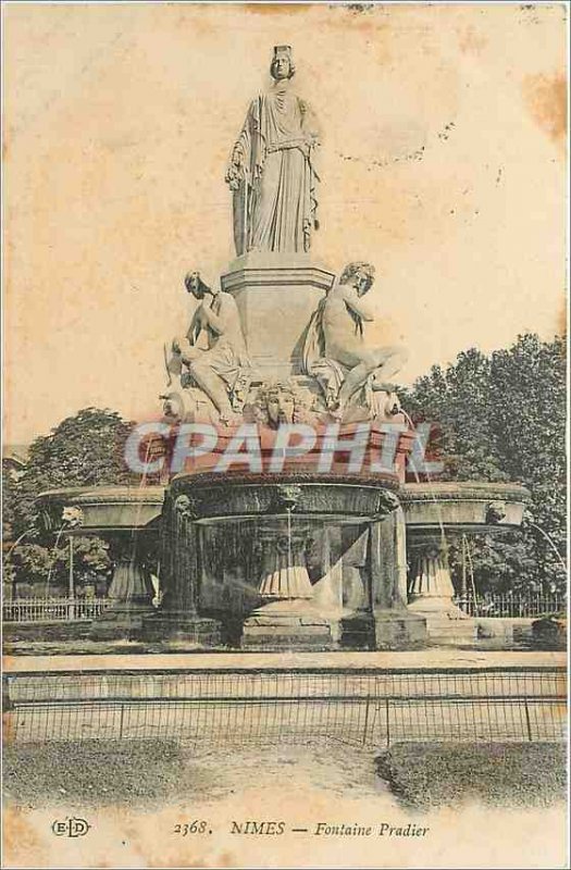 Old Postcard NIMES La Fontaine Pradier