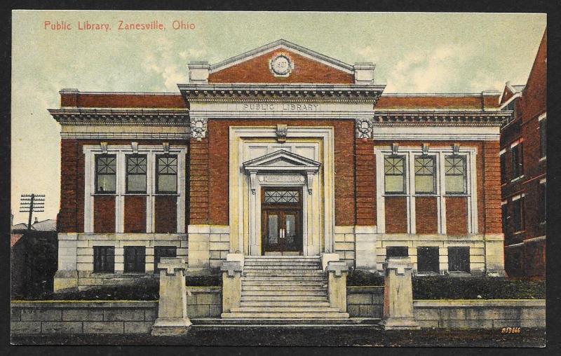 Public Library Zanesville Ohio Unused c1908