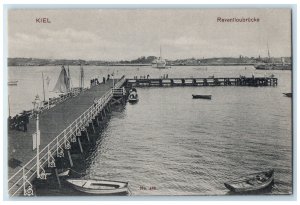 1905 View of Reventlou Bridge Kiel Germany Boat Landing Antique Postcard