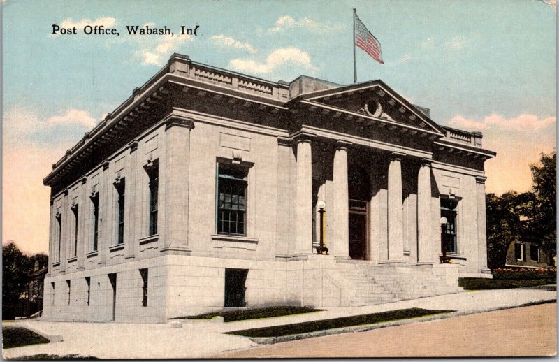 Postcard United States Post Office Building in Wabash, Indiana