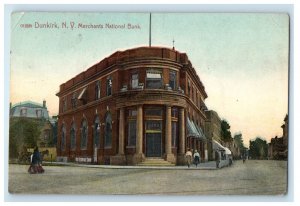 1909 Dunkirk New York NY, Merchants National Bank Posted Antique Postcard