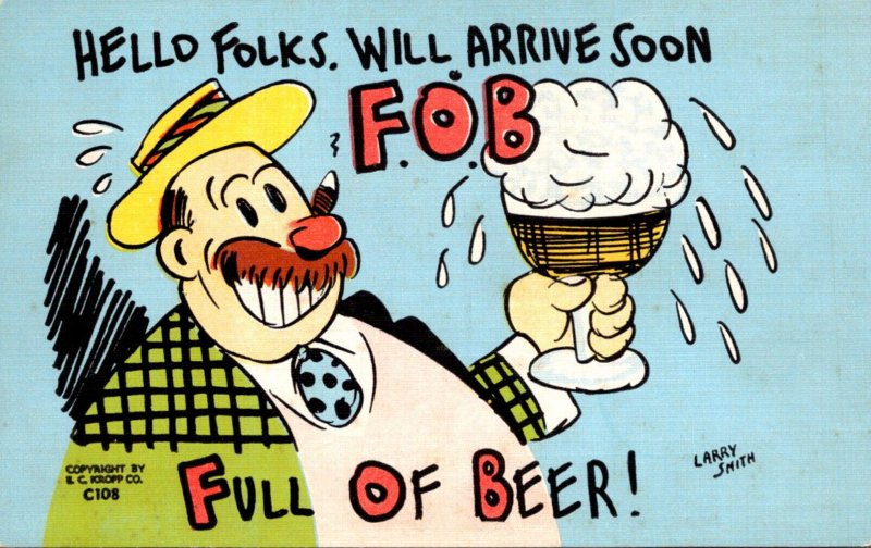 Humour Man Drinking FOB Full Of Beer