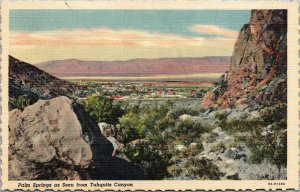 Vtg Palm Springs as seen from Tahquitz Canyon California CA 1930s Linen Postcard