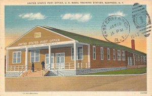 SAMPSON, New York NY ~ POST OFFICE Naval Training Station 1945 Military Postcard