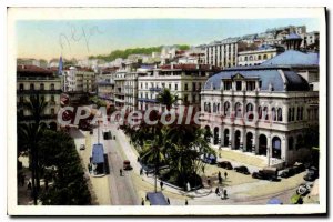 Old Postcard ALGIERS place of opera Dumont d'Urville street