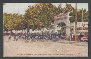 Ca 1915 PPC* WW1 Era 2nd Regiment Entering Camp Lincoln In Springfield Il Mint
