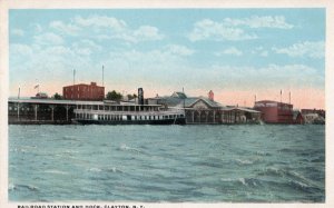 12574 Railroad Station & Dock, St. Lawrence River, Clayton, New York