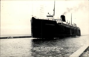 Ludington MI  City of Saginaw Ferry Pere Marquette Real Photo Vintage Postcard