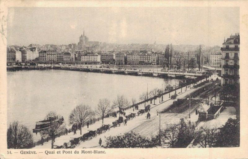 Switzerland Geneve Quai et Pont du Mont Blanc 02.88