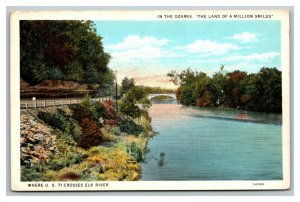 Vintage 1920's Postcard US 71 Crossing Elk River the Ozarks Near Noel Missouri
