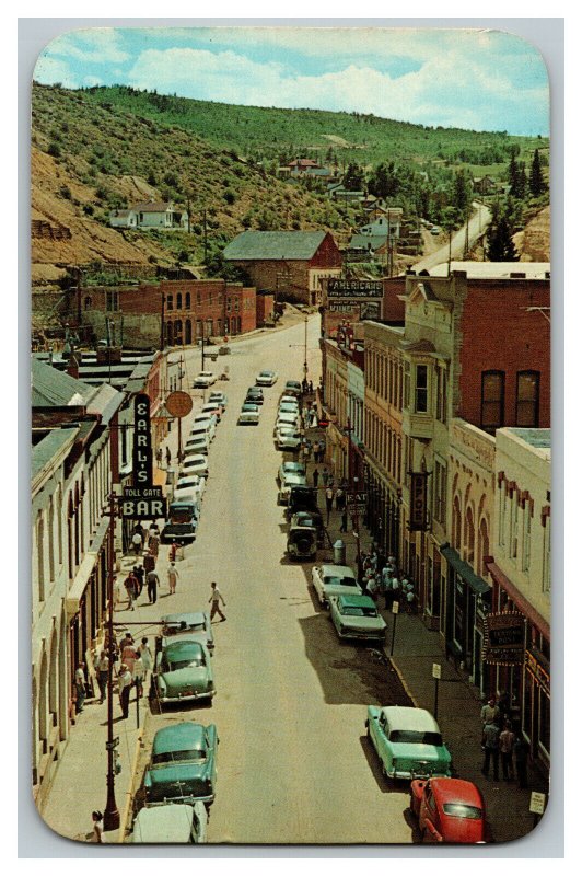 Central City Colorado Main Street Old Cars Signs Vintage Standard View Postcard 