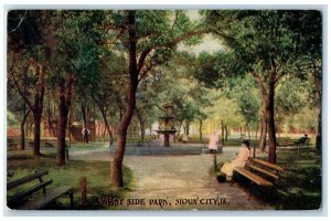 1910 West Side Park Fountain Exterior Sioux City Iowa Vintage Antique Postcard