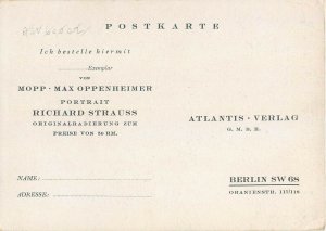 German artist etching postcard Mopp Max Oppenheimer portrait Richard Strauss